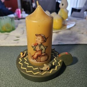 Vintage Hummel Goebel Candle (Never Burnt) With Wooden Holder